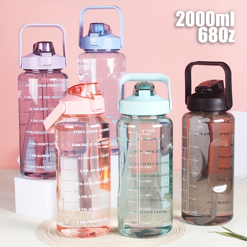 UZSPACE 2.3L 2000ML Water Bottle with Straw Clear Large-capacity