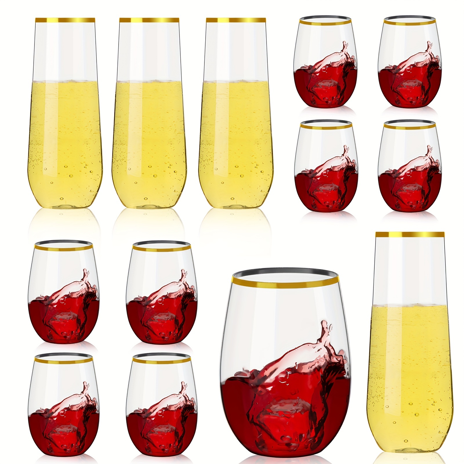 6/12/30Pcs/Set Disposable Plastic Champagne Flutes Glasses Red Wine Glass  Cocktail Goblet Wedding Party Supplies Bar Drink Cup - AliExpress