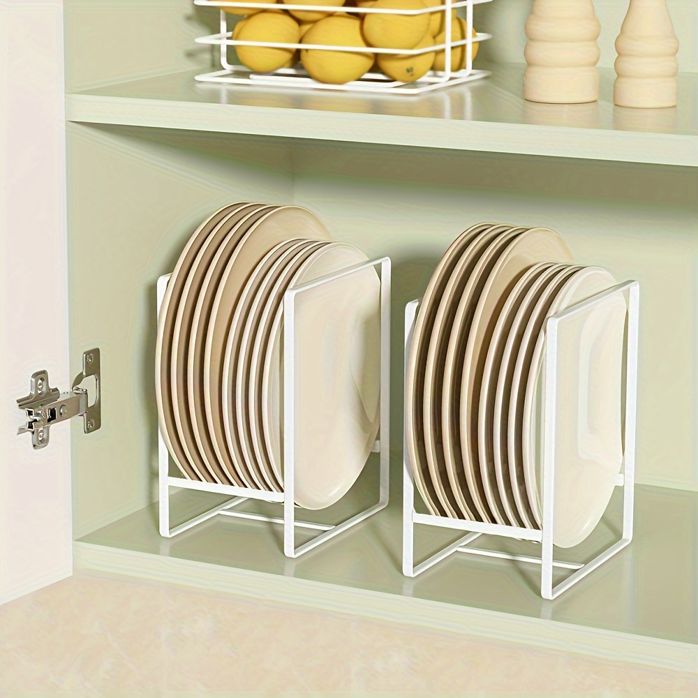 3PCS Dinner Plate Holder, Plastic Kitchen Cabinet Organizer for Dishes  Vertical Dishes Storage Rack for Kitchen Countertop(White)