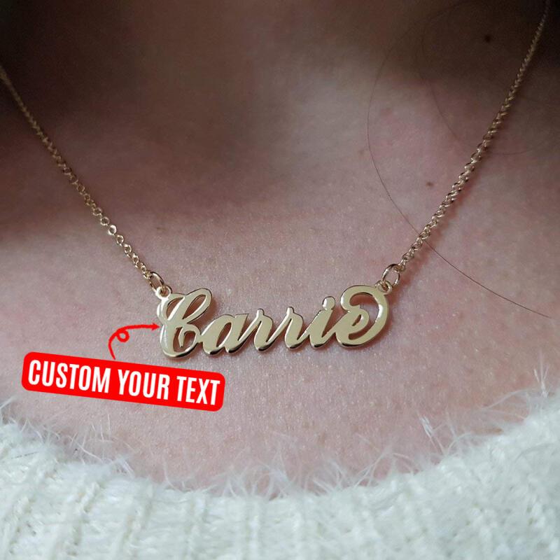 Carrie Name Necklace, Gold Nameplate Necklace, Custom Name Necklace, Gifts  for Best Friend 