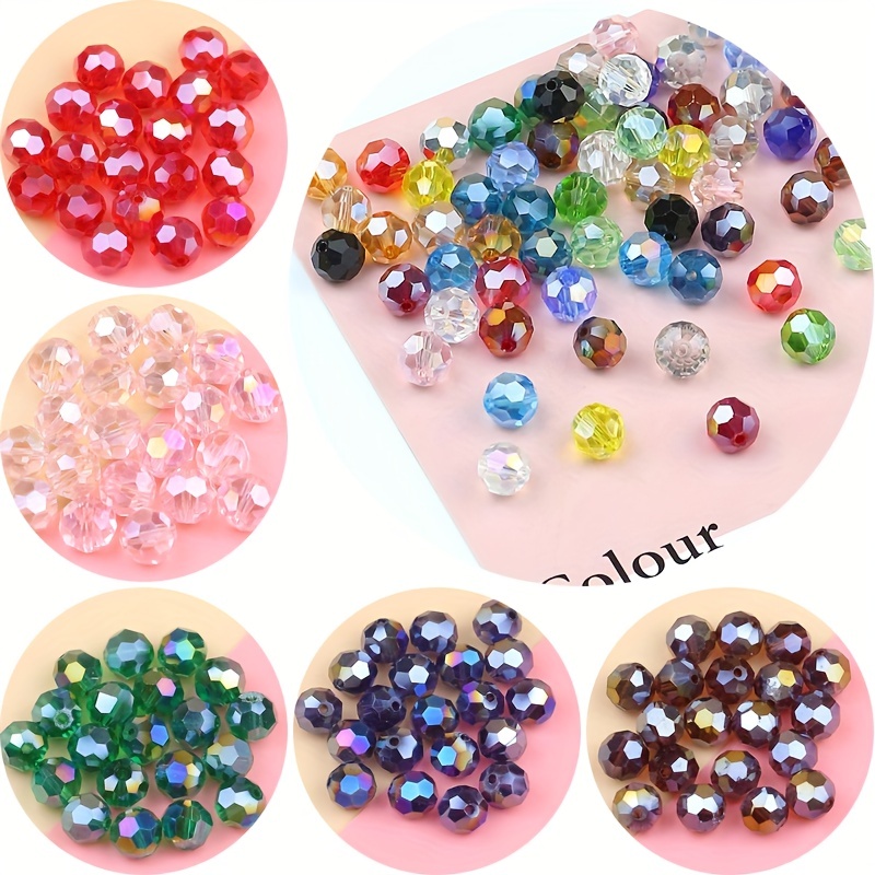 Round Glass Beads Crystal Faceted Septal Beads For Jewelry - Temu