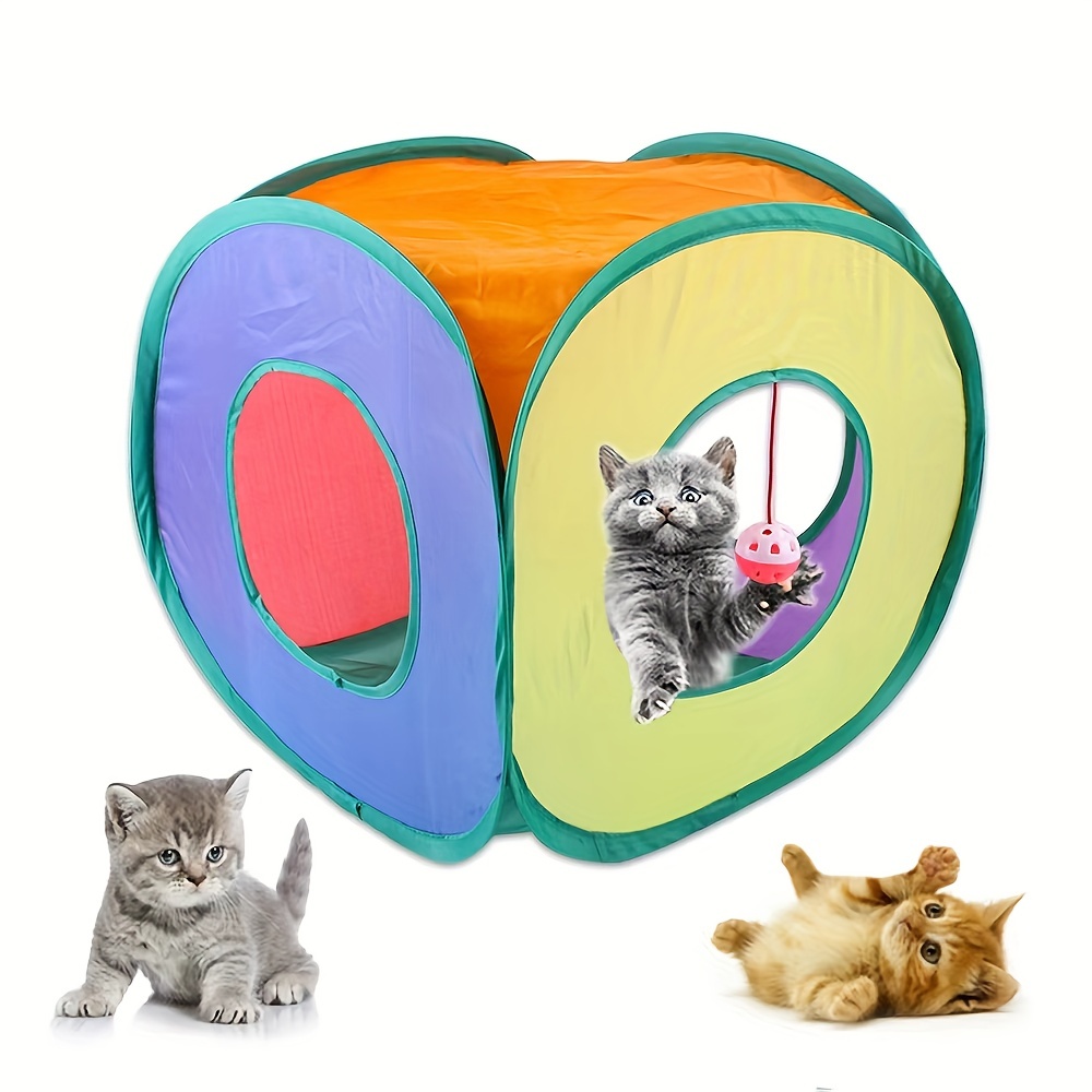 Tienda de campaña para gatos 6 en 1 con túnel para exteriores - Parque  infantil para gatos, conejos, hurones y animales pequeños - Casa para gatos  int