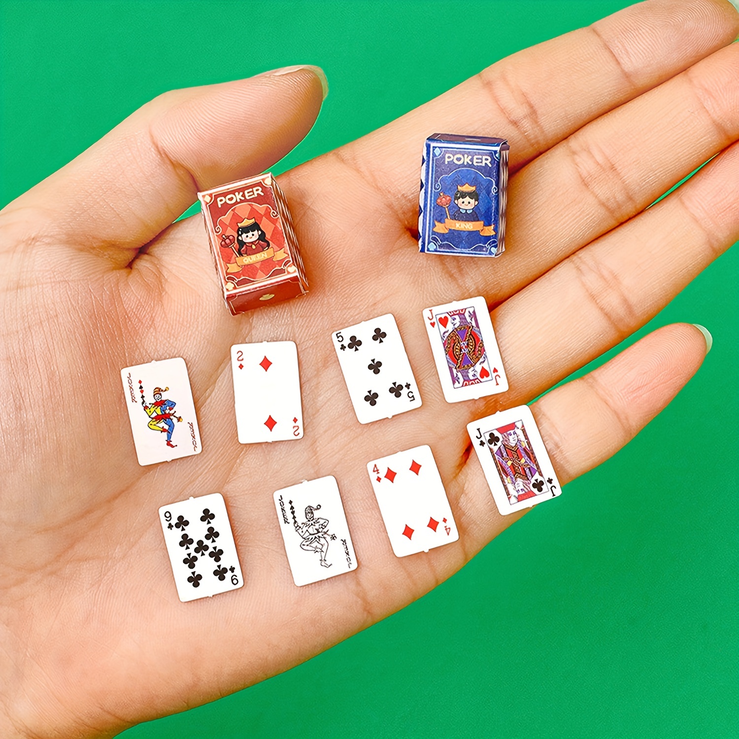 2 Decks Mini Playing Cards, 3 Different Sizes Of Mini Poker Card, Portable  Flexible Mini Game Poker Cards For Travel, Cute Miniature Dollhouse Decorat