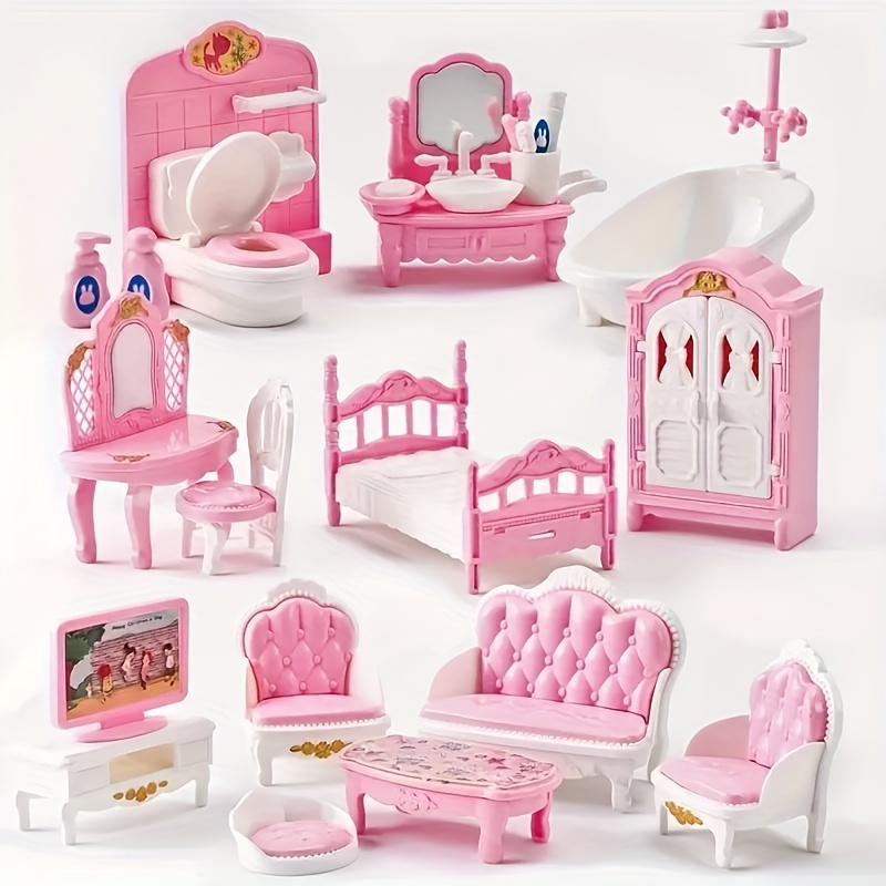 iLAND Dollhouse Furniture and Accessories 1/12 Scale of Dollhouse Bathroom  Set incl Ceramic Dollhouse Toilet & Bathtub & Wooden Bathroom Cabinet with