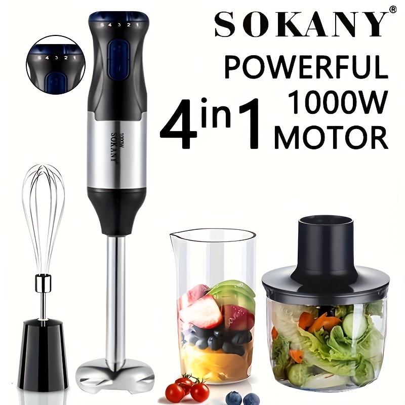Dash Chef Series Deluxe Immersion Hand Blender 5 Speed Stick Blender with Stainless Steel Blades Dough Hooks Food Processor