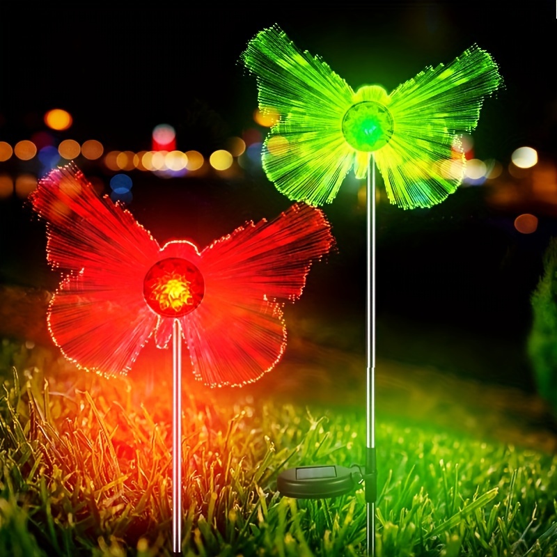 2pcs Luz De Mariposa De 3 Cabezas Solar, Luz Decorativa De Jardín Exterior,  Luz De Ambiente De Jardín Con Enchufe Solar - Temu