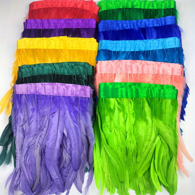 Length 39.37inch Width 3.94-5.91inch Turkey Feather Trim Fringe Marabou  Feathers Ribbon Handicrafts Clothes Dress Sew Plumes Decorations, Check  Out Today's Deals Now