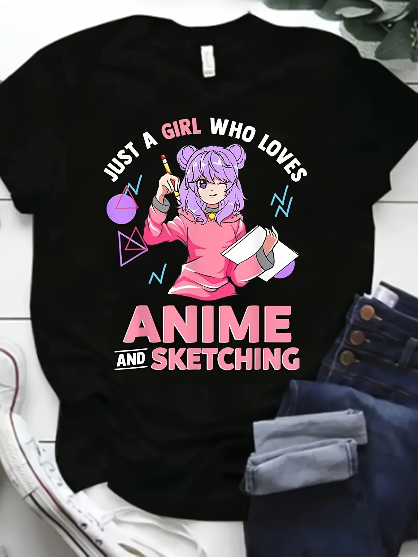 Camiseta Roja Con Estampado De Anime Para Niña Camisetas - Temu