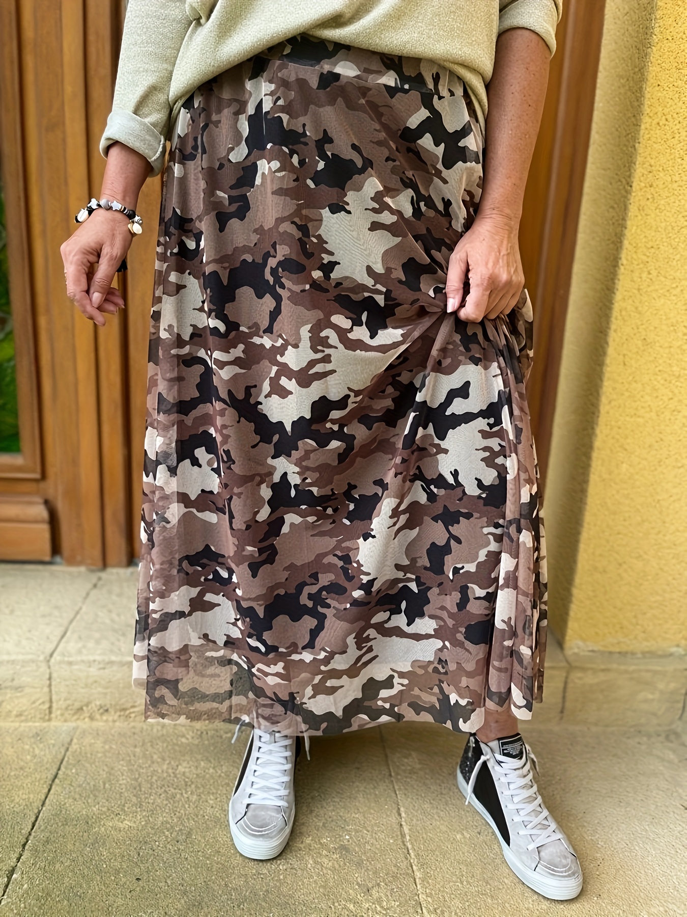 Camouflage knit outlet skirt