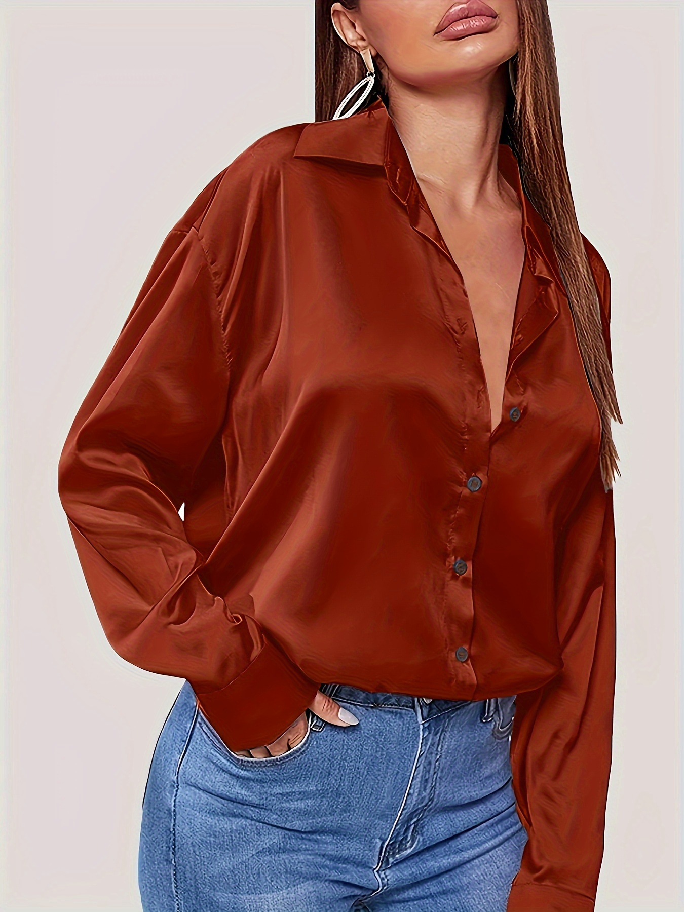 Women Satin Blouse - Temu