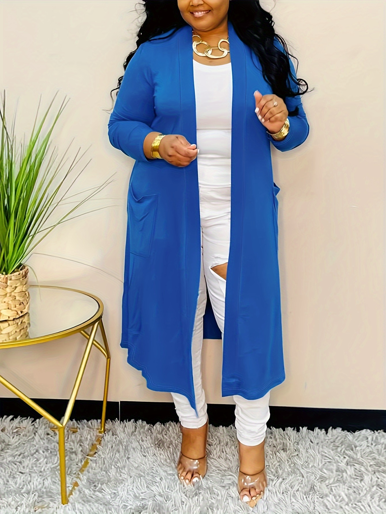 Royal blue cheap coat plus size