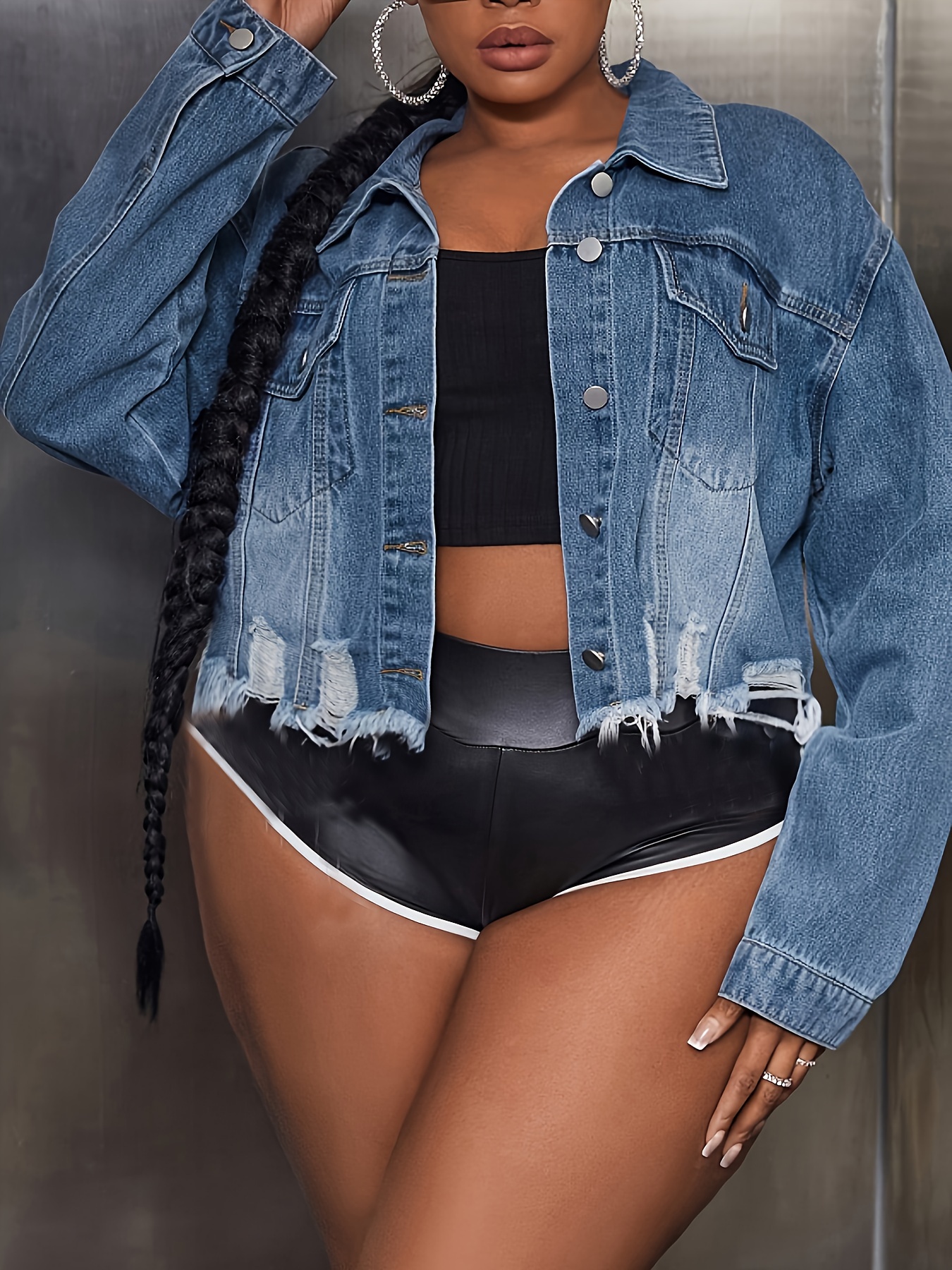 Plus size sale denim shrug