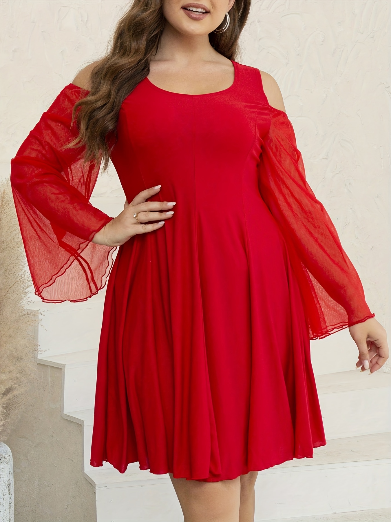 Plus size red deals dress casual