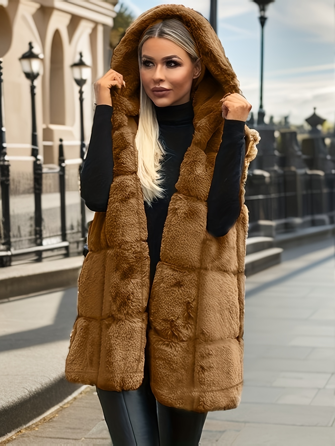 Fur vest clearance womens plus size