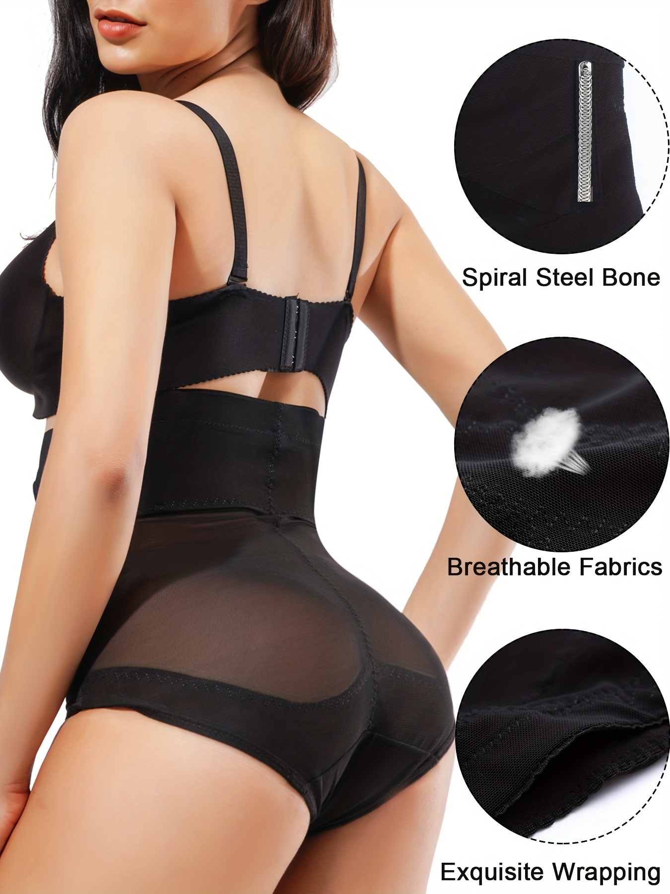 Women's Sexy Shapewear Bodysuit, Plus Size Hook & Eye Tummy Control  Crotchless Adjustable Body Shaper