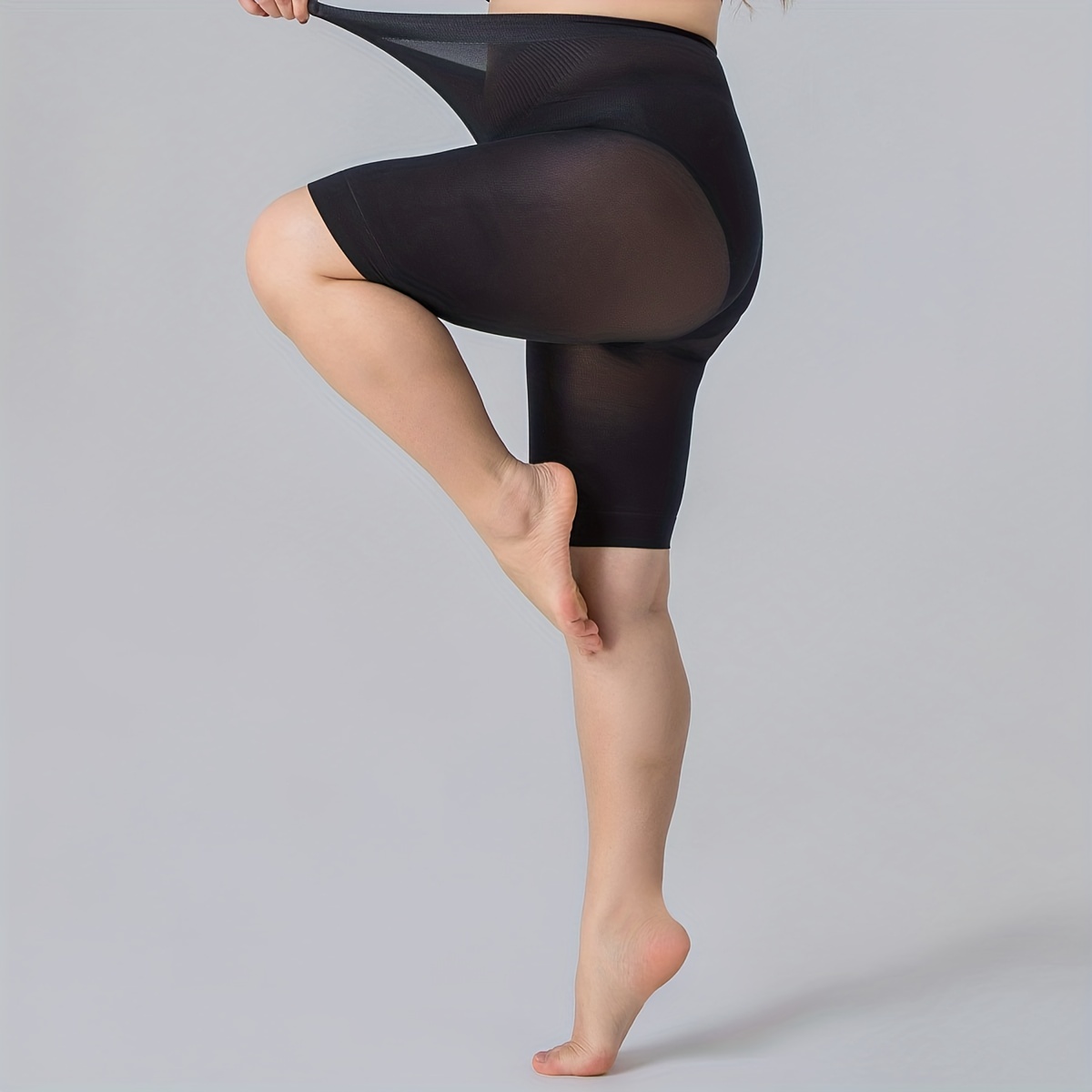 Plus Size Solid High Rise High Stretch Tights For 0xl-2xl, Women's Plus  Comfort Casual Pantyhose Leggings - Temu