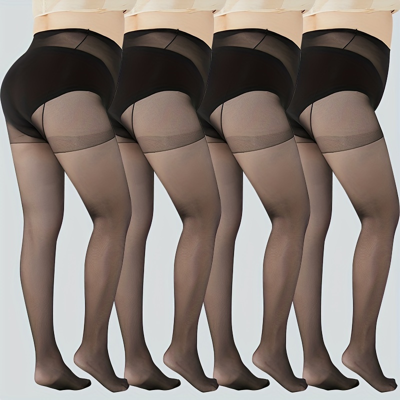 Plus Size Solid High Rise High Stretch Tights For 0xl-2xl, Women's Plus  Comfort Casual Pantyhose Leggings - Temu