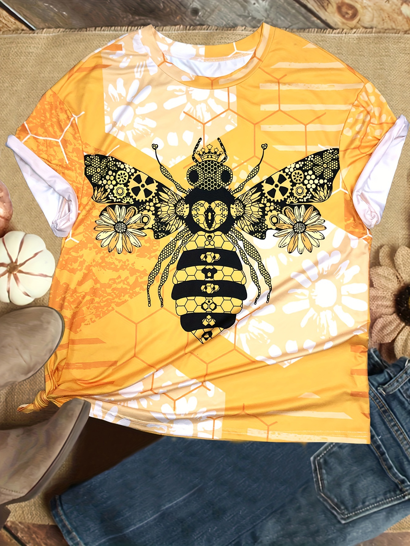 Plus Size Men's Hoodie, creative Bee Graphic 3d Print Hooded