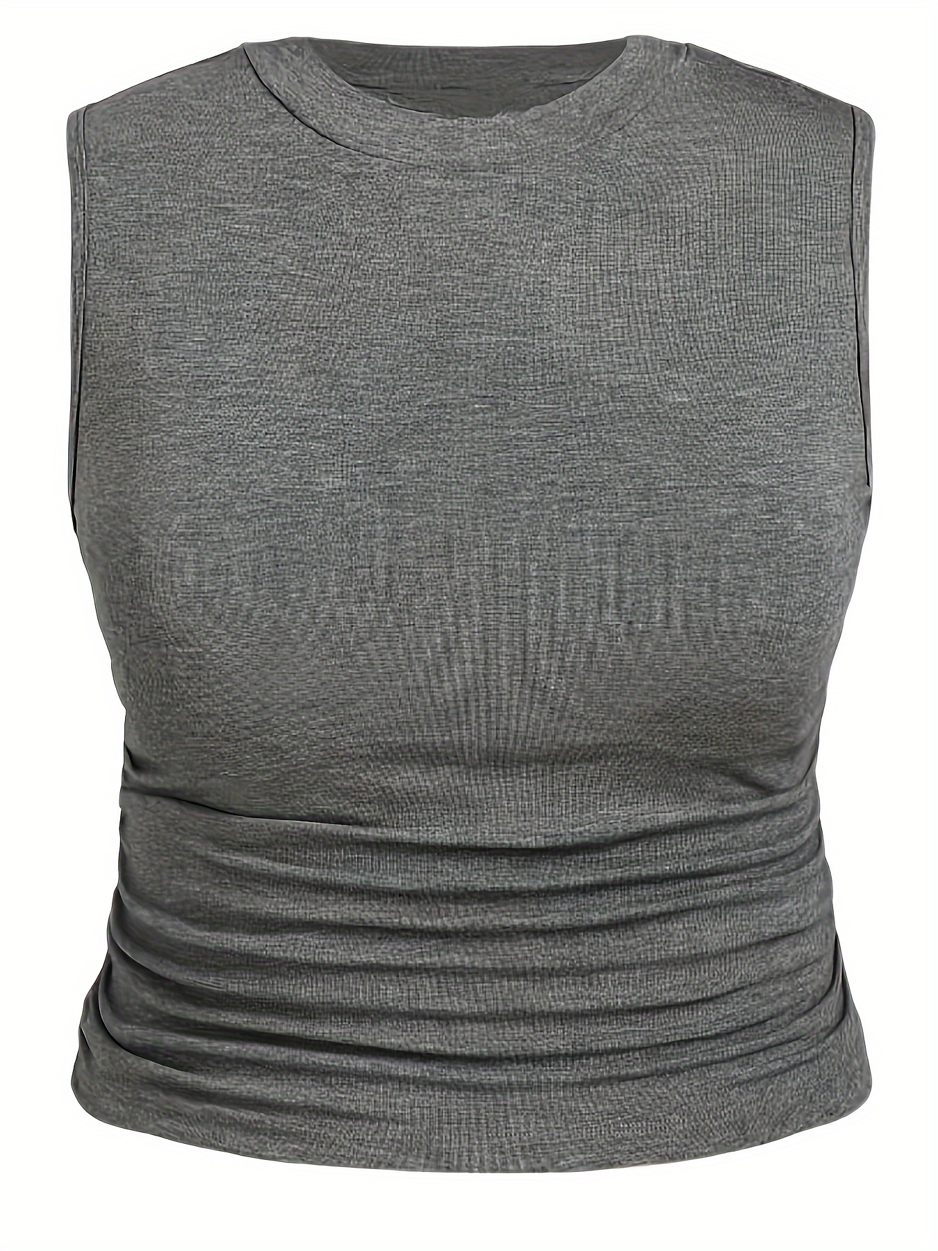  Camiseta básica de manga corta de verano para mujer, cuello alto  falso, de punto acanalado : Ropa, Zapatos y Joyería