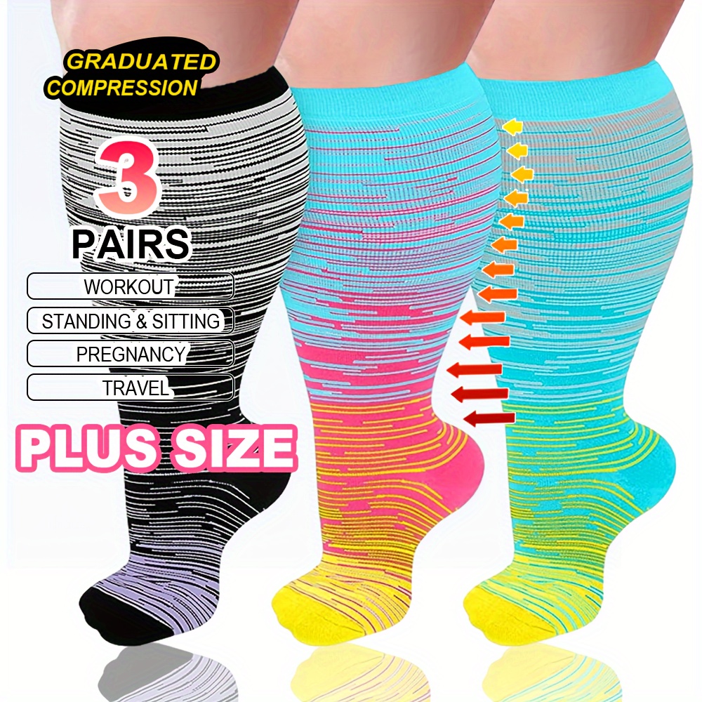Plus Size Compression Socks Women Extra Wide Calf Knee High - Temu Canada