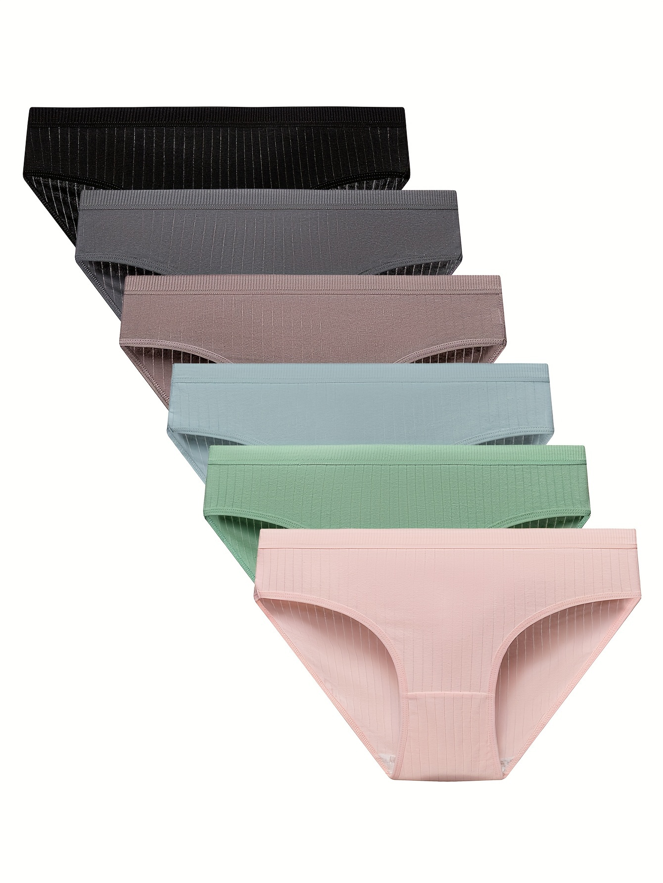 Ribbed Soft Cotton Letter Tape Briefs Panties Pack Women's - Temu