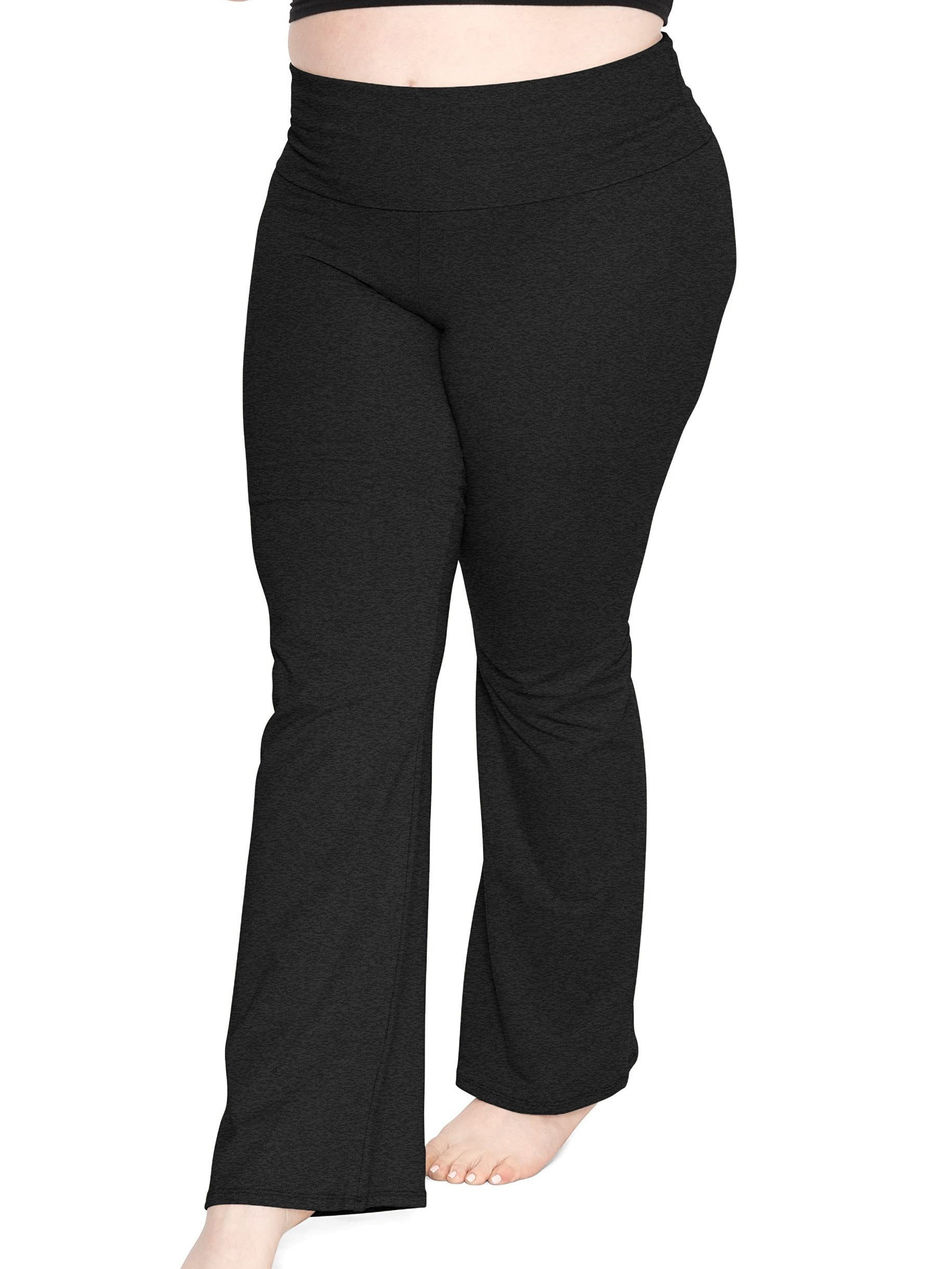 Plus Size Formal Pants, Women's Plus Plain Elastic Medium Stretch Straight  Leg Pants