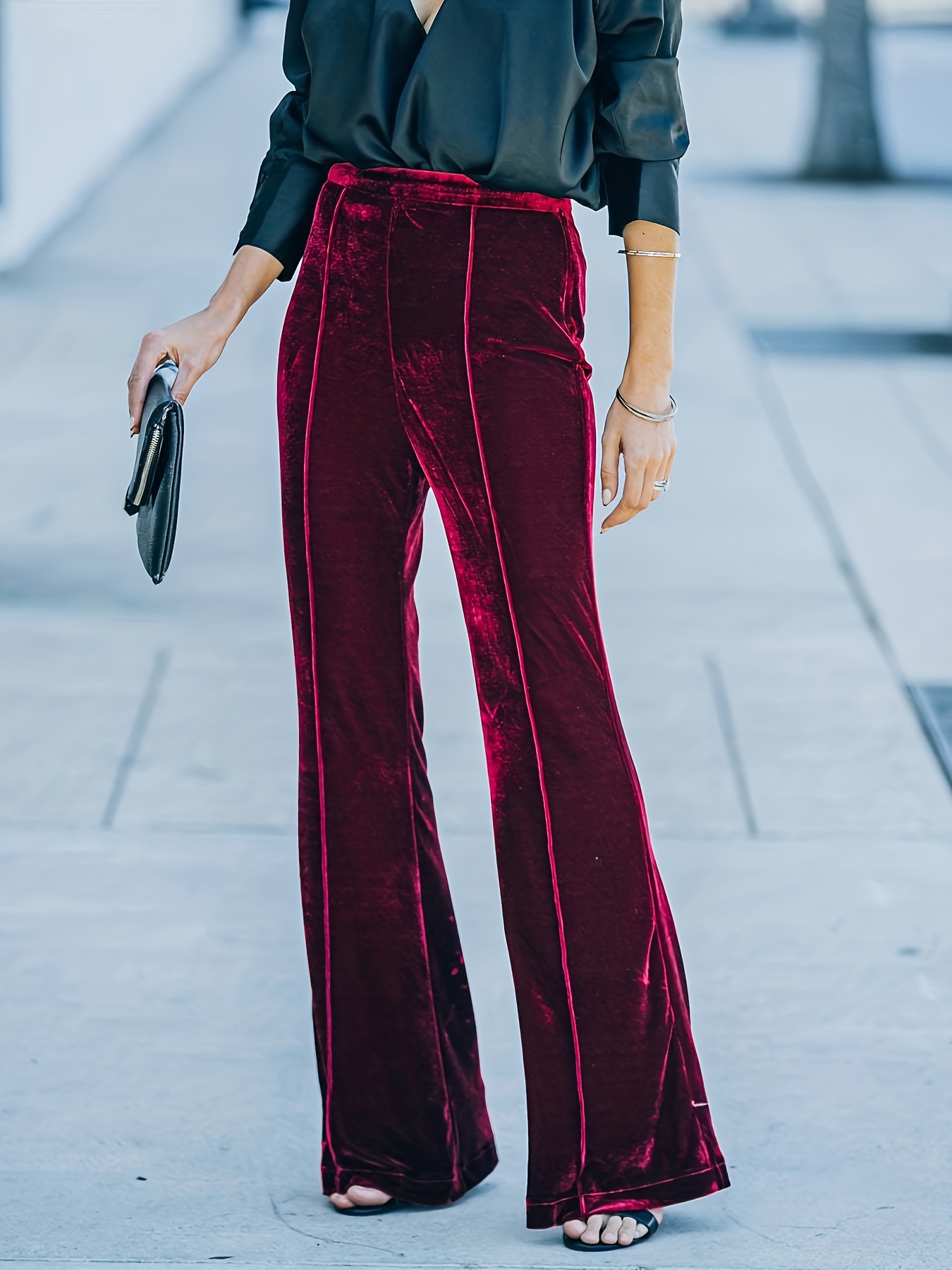 Velvet slim clearance leg trousers