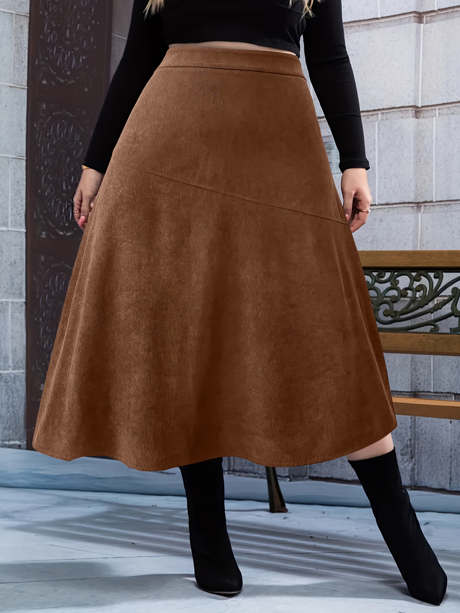 Plus size corduroy outlet skirt v neck