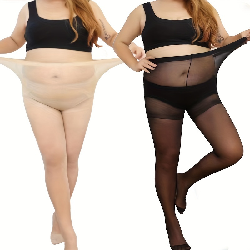 Plus Size Casual Pantyhose Set Women's Plus Elastic Control - Temu