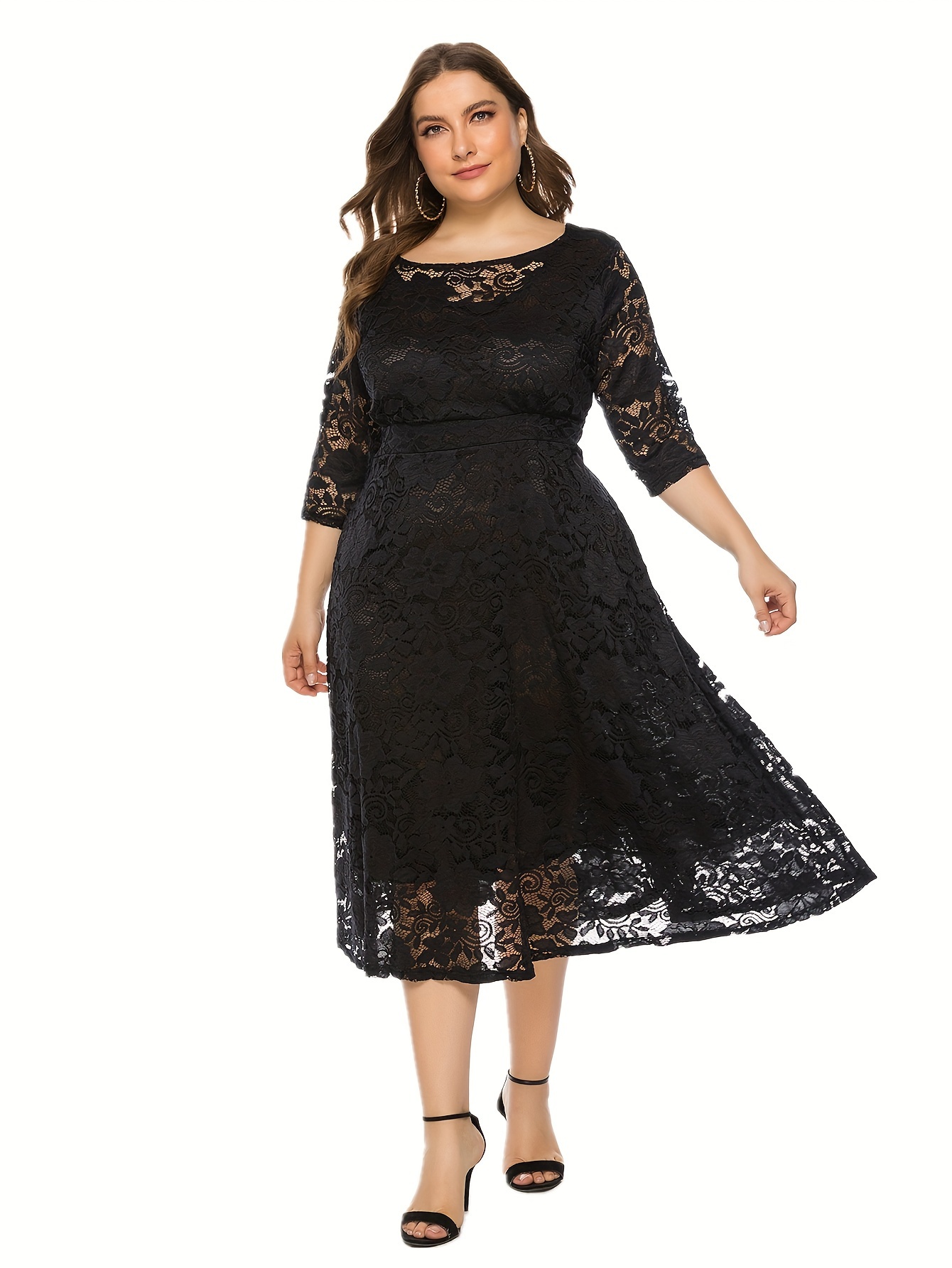 Plus Size Formal Dress Women's Plus Floral Jacquard Contrast - Temu