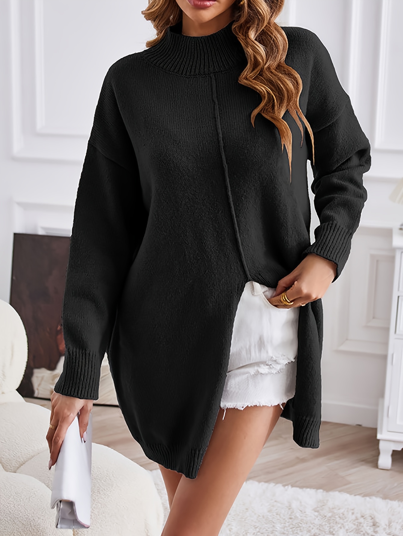 Plus size mock top neck sweater