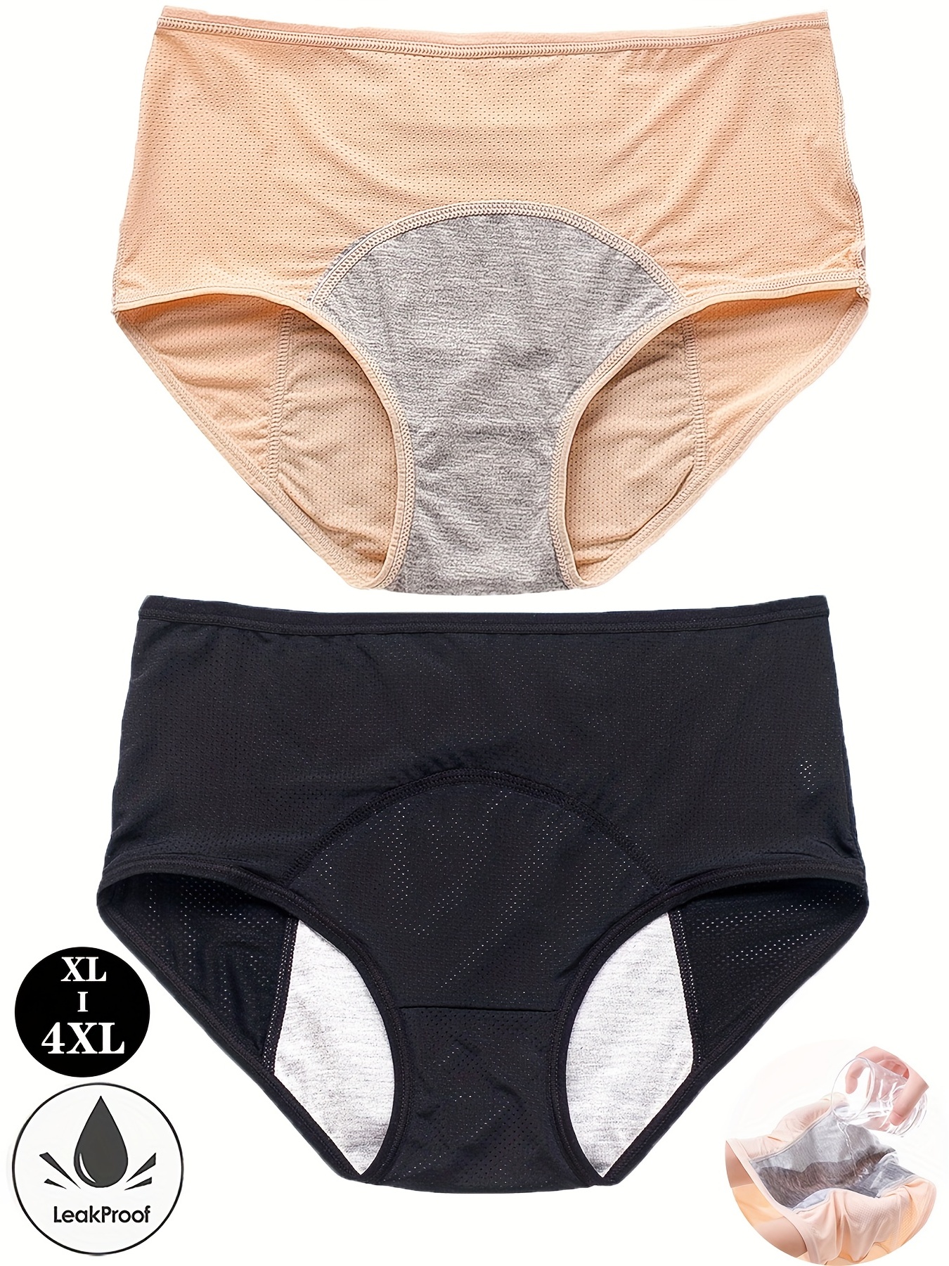 Period Underwear Menstrual Panties Postpartum Underpants Lace Hipsters  Women Briefs 3 Pack Lilac 4XL Plus Size