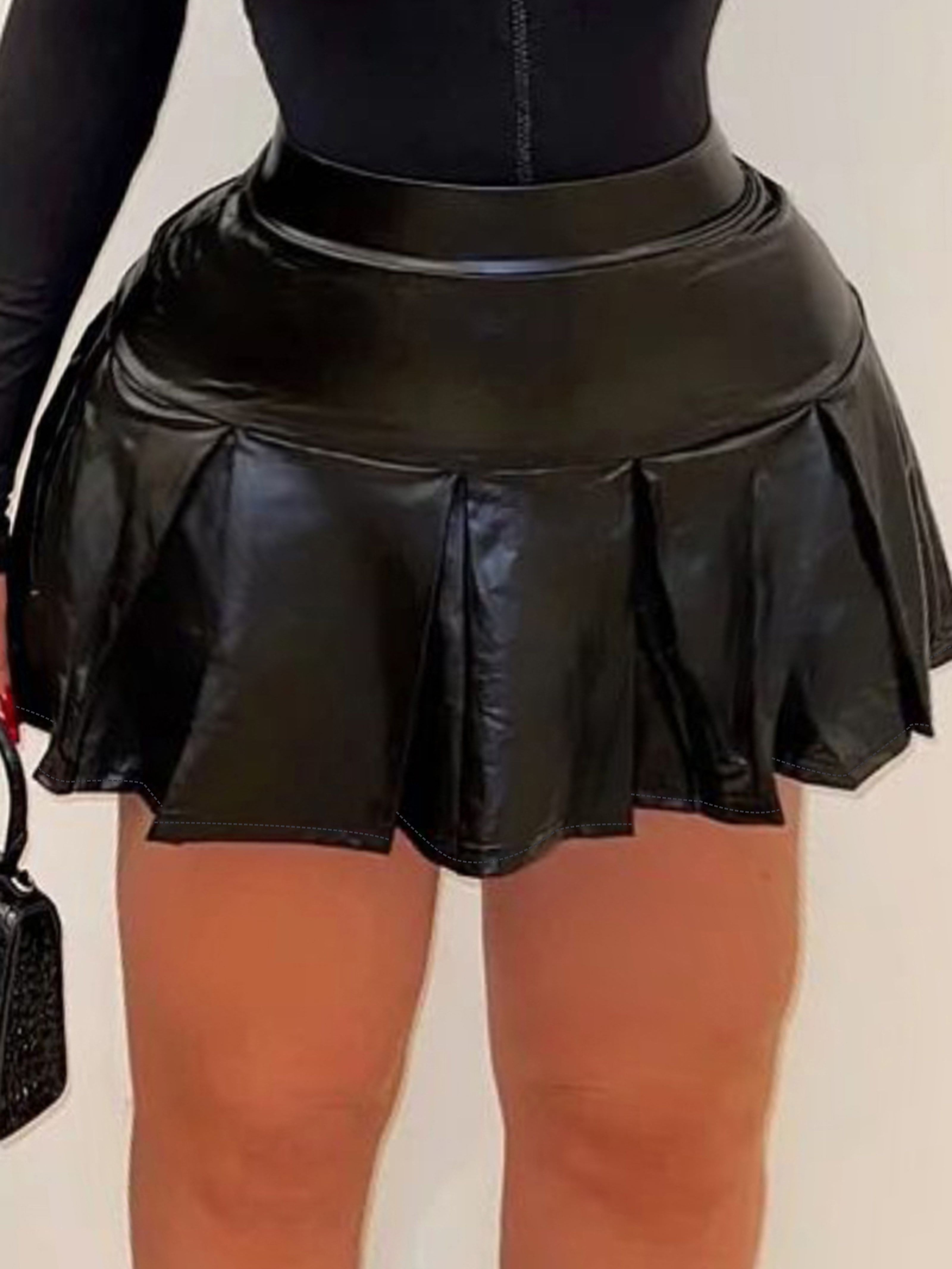 Pleated Leather Skirt - Temu New Zealand