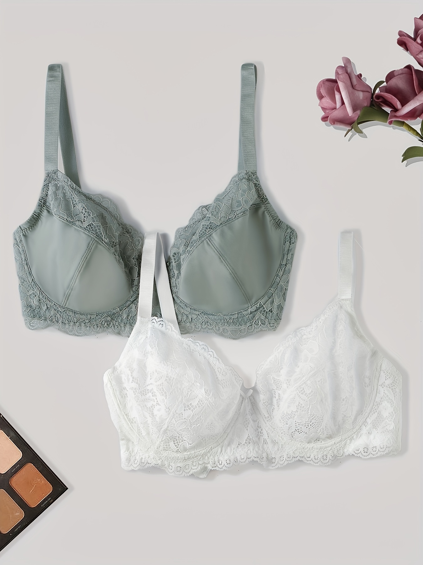 Valentine's Day Solid Lace Wireless Bra Cut Sheer Unlined - Temu Canada