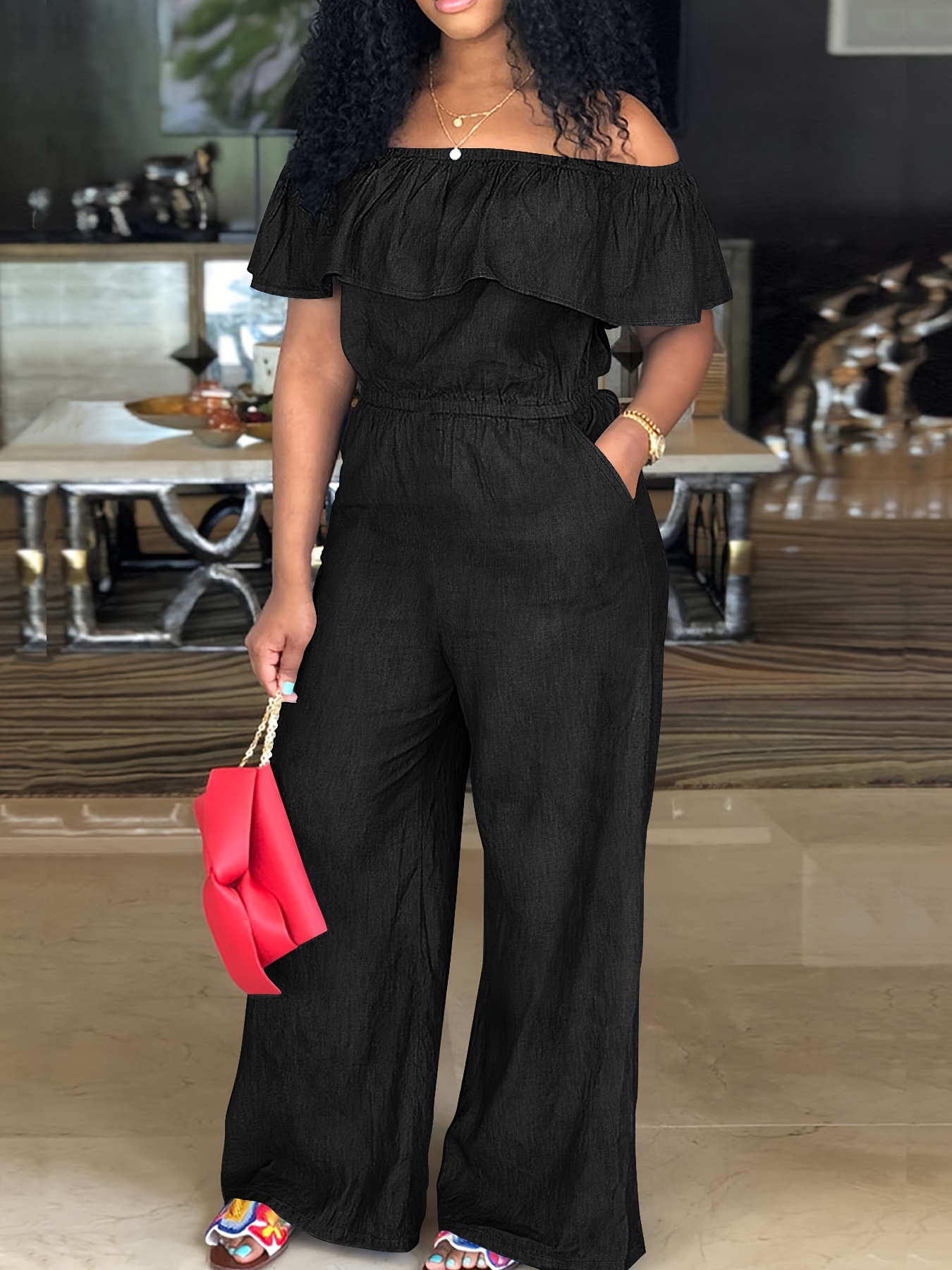 Off shoulder short top jumpsuit