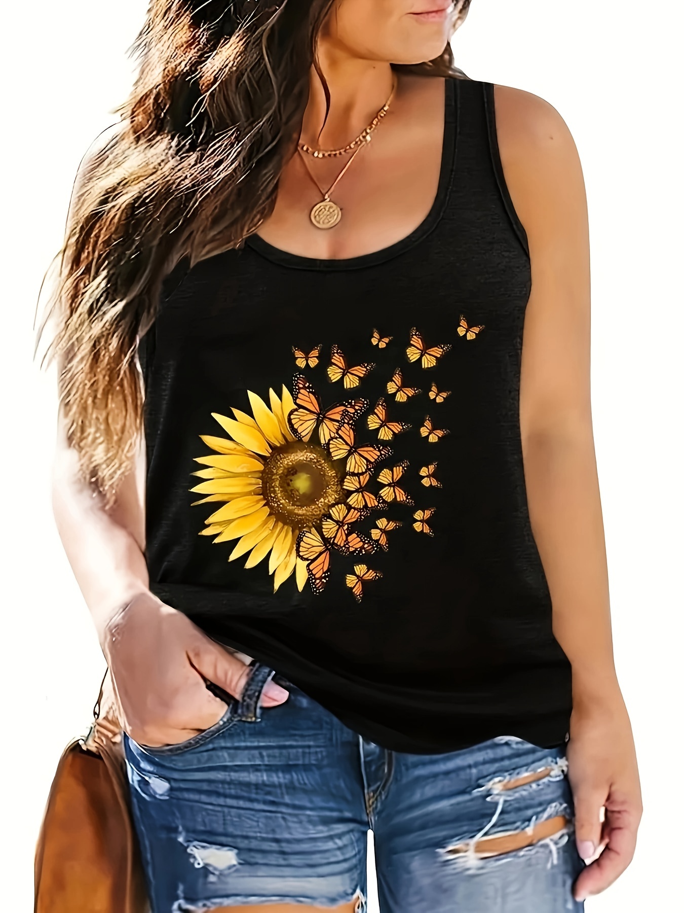 Blusa transparente 2025 de girasoles