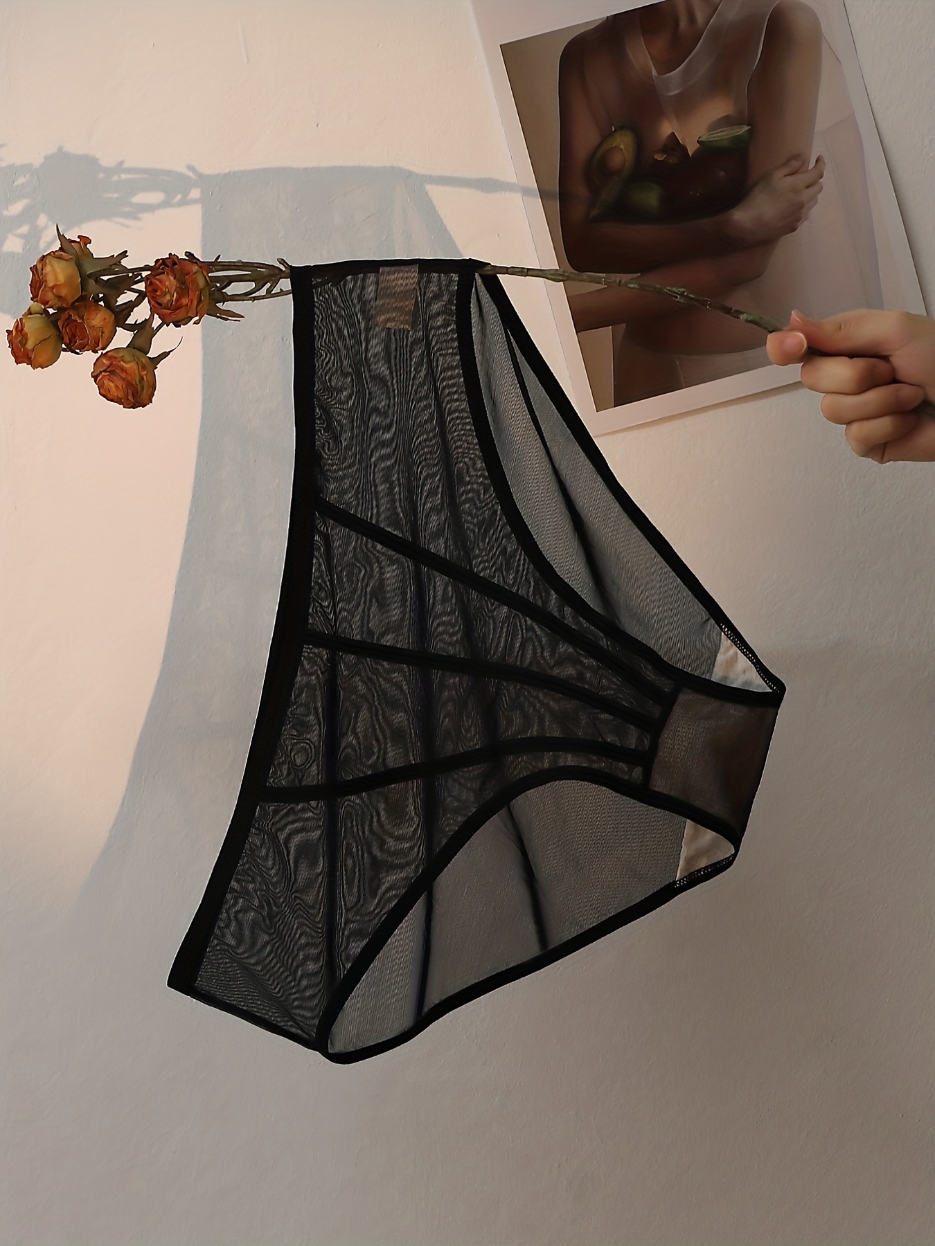 Floral Lace Mesh Briefs Sexy Comfortable Semi sheer High - Temu