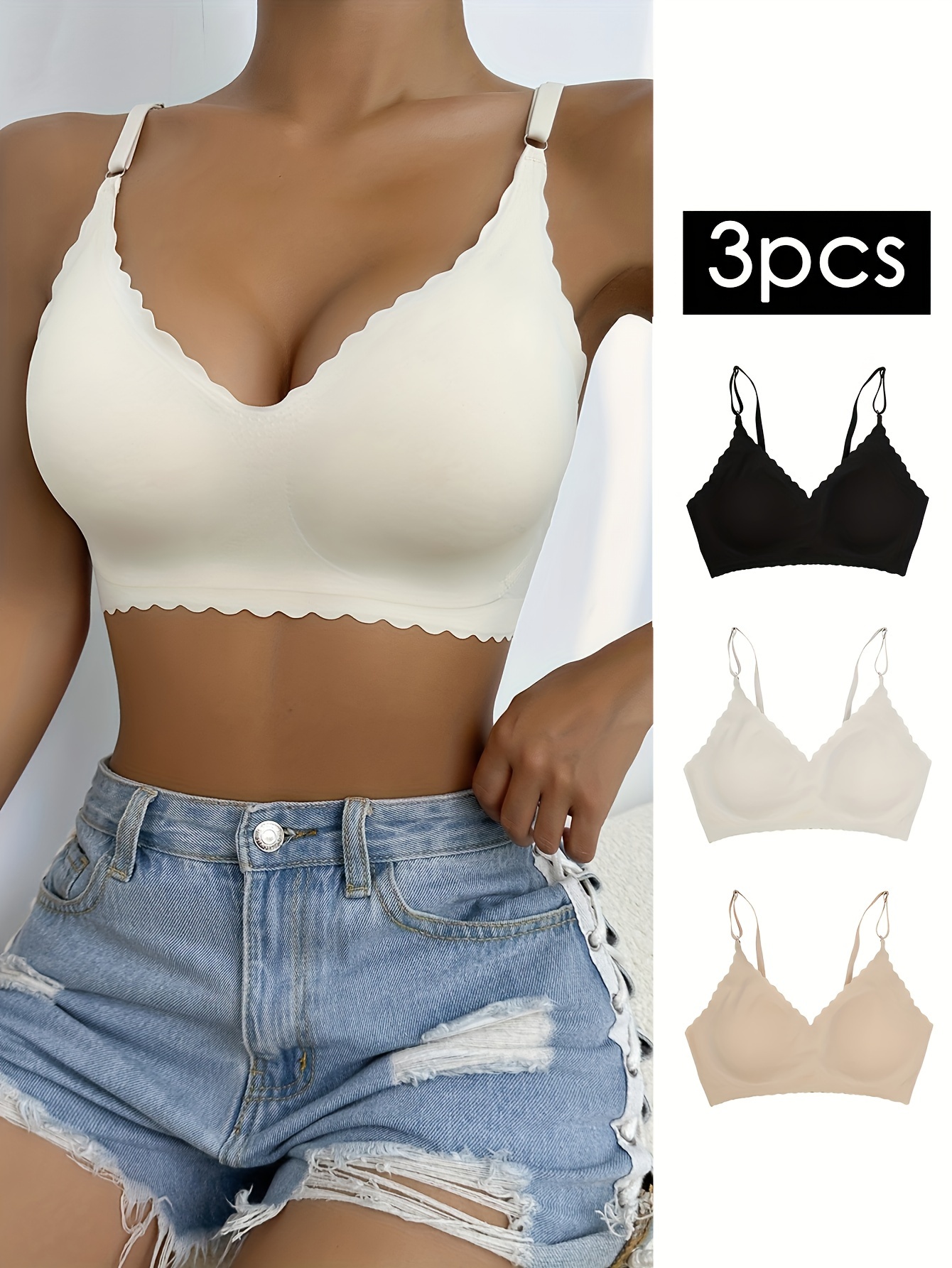  Women's Comfy Support Wirefree Bra Sexy Lace Jacquard 18 Hour Seamless  Bras Full Coverage Plus Size Push Up Bralette : Sports & Outdoors