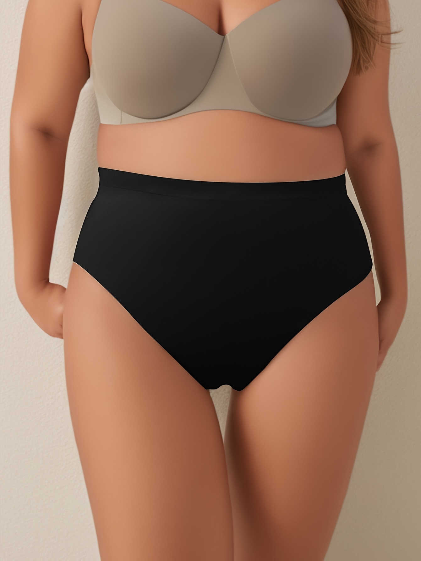 Plus Size Double Layer Solid Seamless Bra, Women's Plus Full Coverage  Adjustable Underwear Bralette