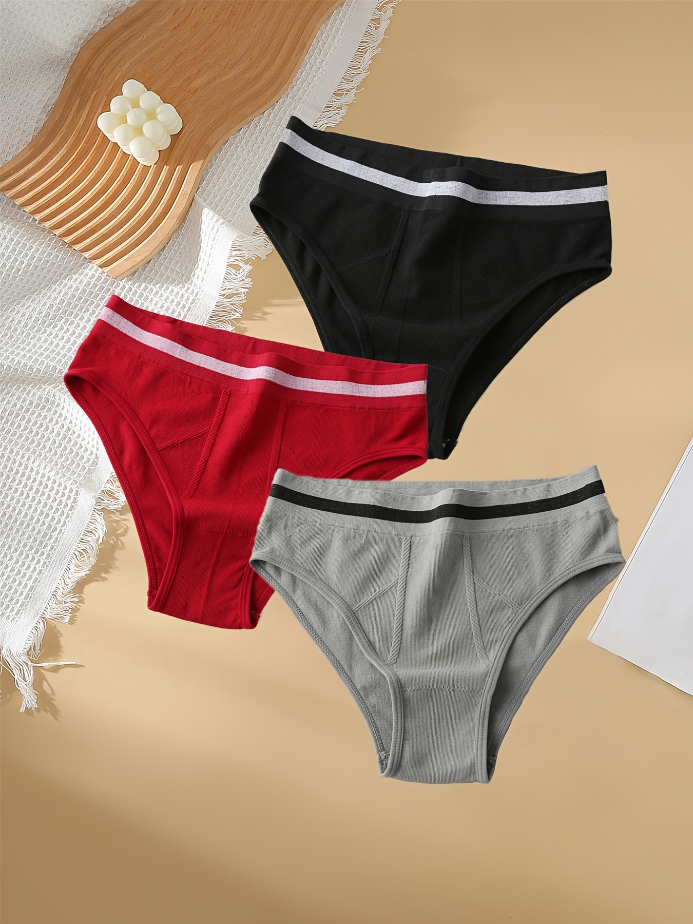 Sexy Basics Paquete múltiple de bragas de bikini para mujer, ropa interior  de encaje de algodón, elastano, ropa interior elástica de algodón