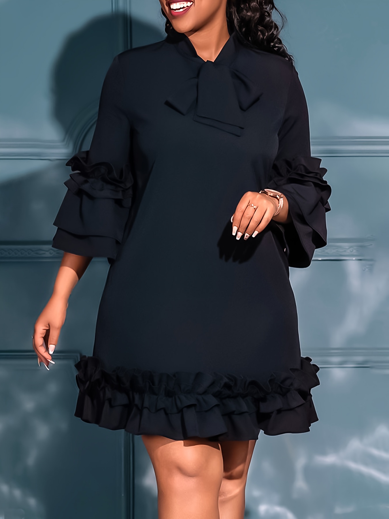 Black Ruffle Dress Temu