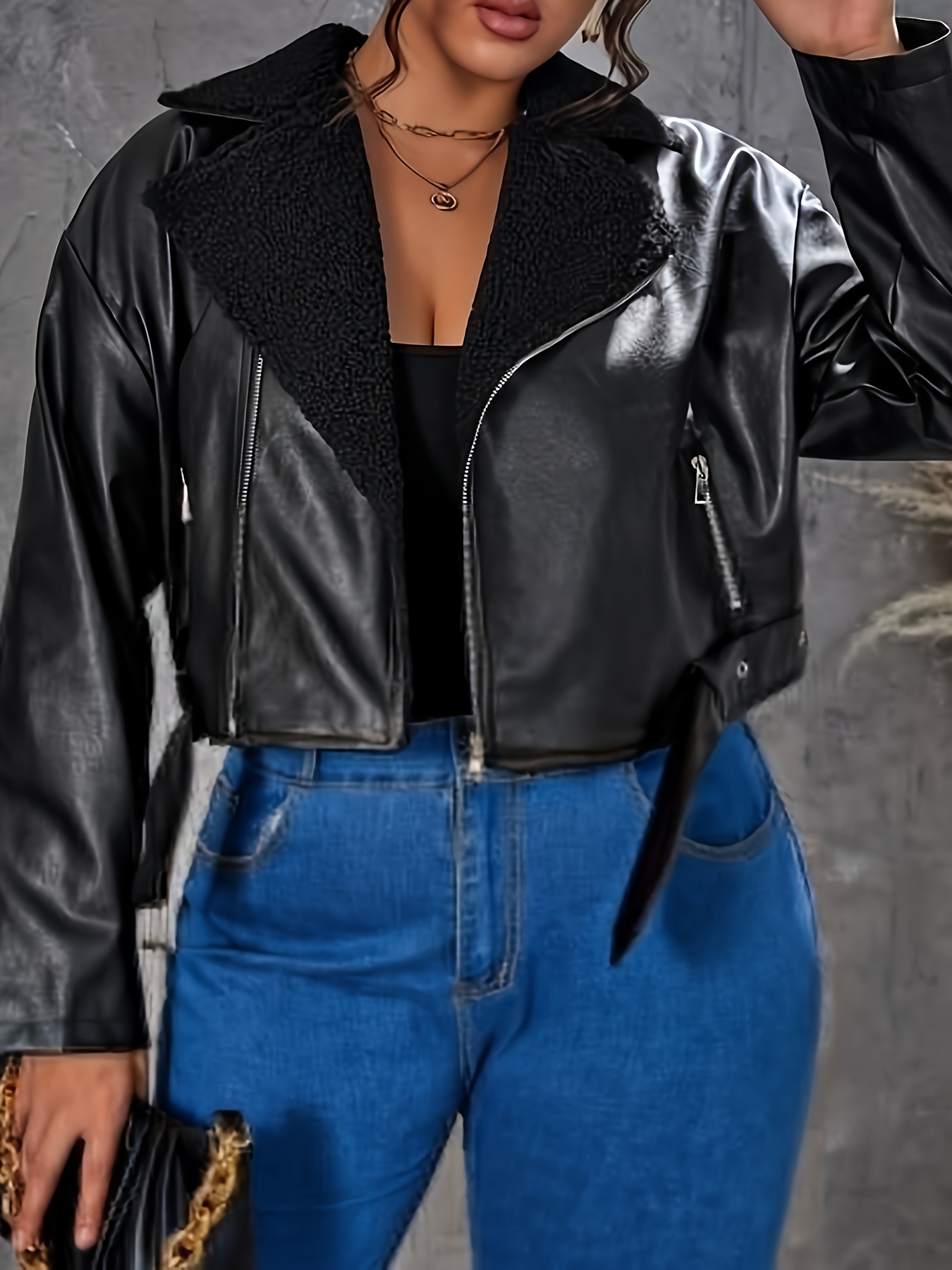 The Bombay Leather Co Women's Cropped Leather Jacket