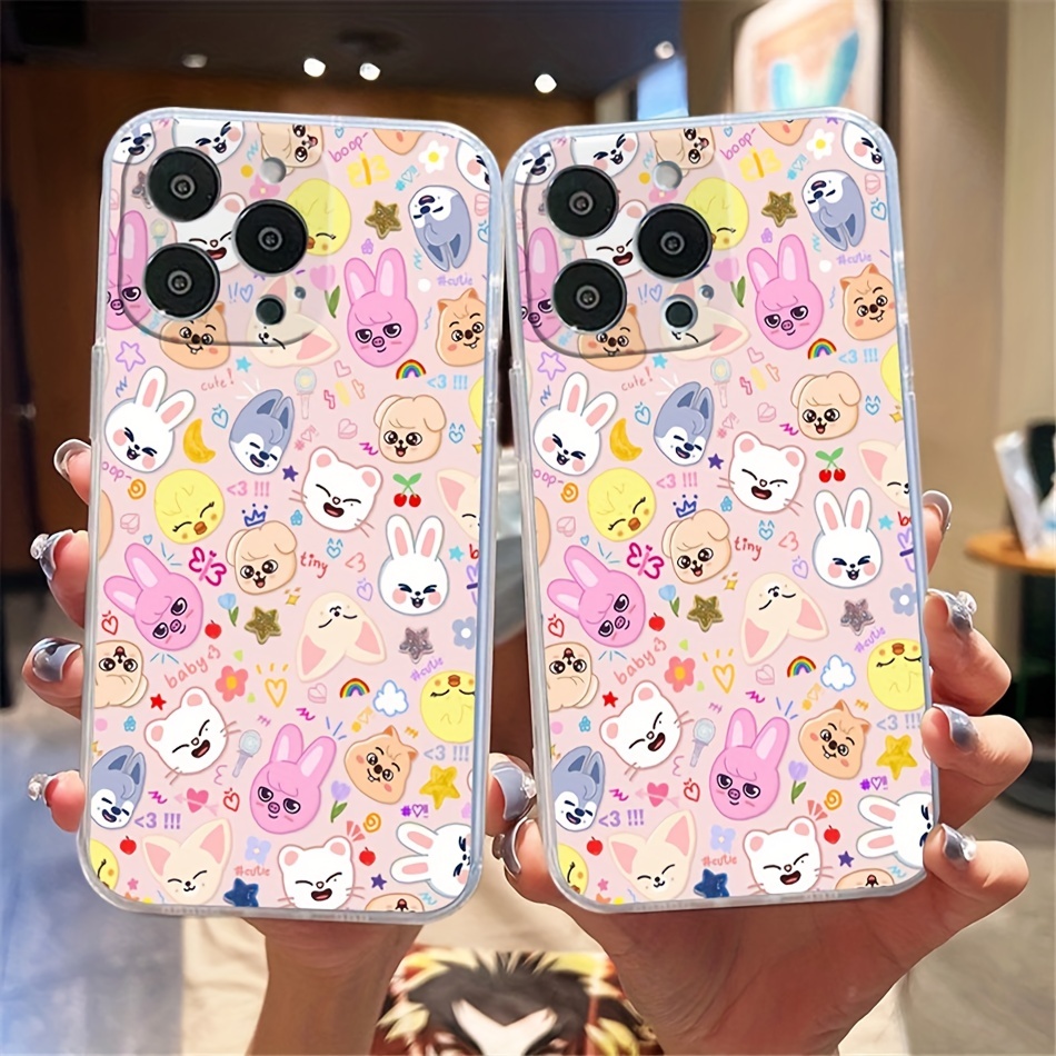 Compatible with iPhone 11 Case for Women Girls,TPU Cute Plating Smiley Face  Pattern Wristband Holder Case Camera Lens Protection Side Small Pattern