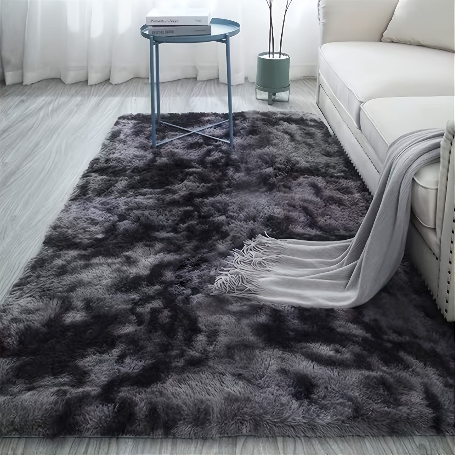 Alfombra gris para sala de estar, súper suave, esponjosa, natural, cómoda,  gruesa, alfombra de piel para niñas (2 x 3 pies, gris)