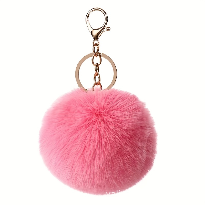 Disney Keychain Keyring - Minnie Mouse Fuzzy Puff Ball