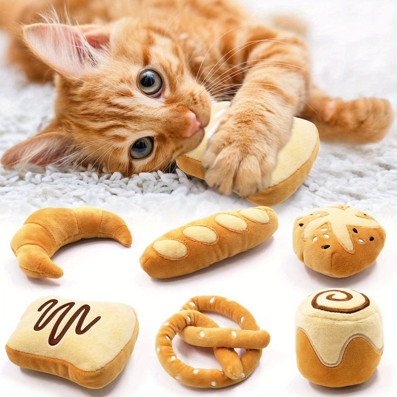 Cute Pet Squeaky Croissant Bread Shaped Plush Hidden Food