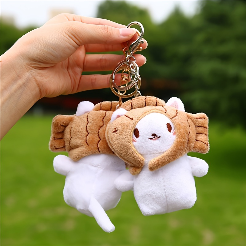 Cat Pom Pom Plush Keychain Cute Cartoon Animal Bag Key Chain - Temu