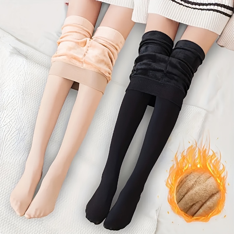 2Pcs Thermal Pantyhose Woman Winter Sock Pants Polar Fake Stocking