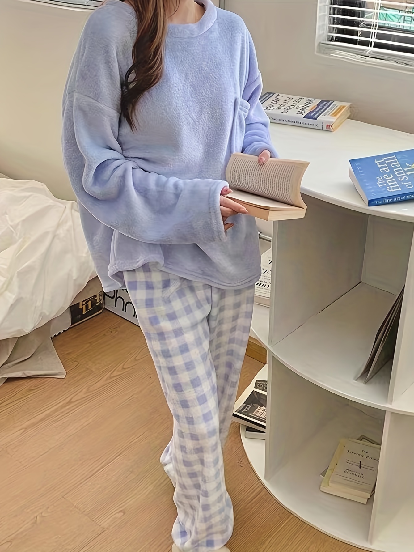 Women' s Fluffy Pajamas Set Y2K Aesthetic Warm Flannel Fleece Cozy