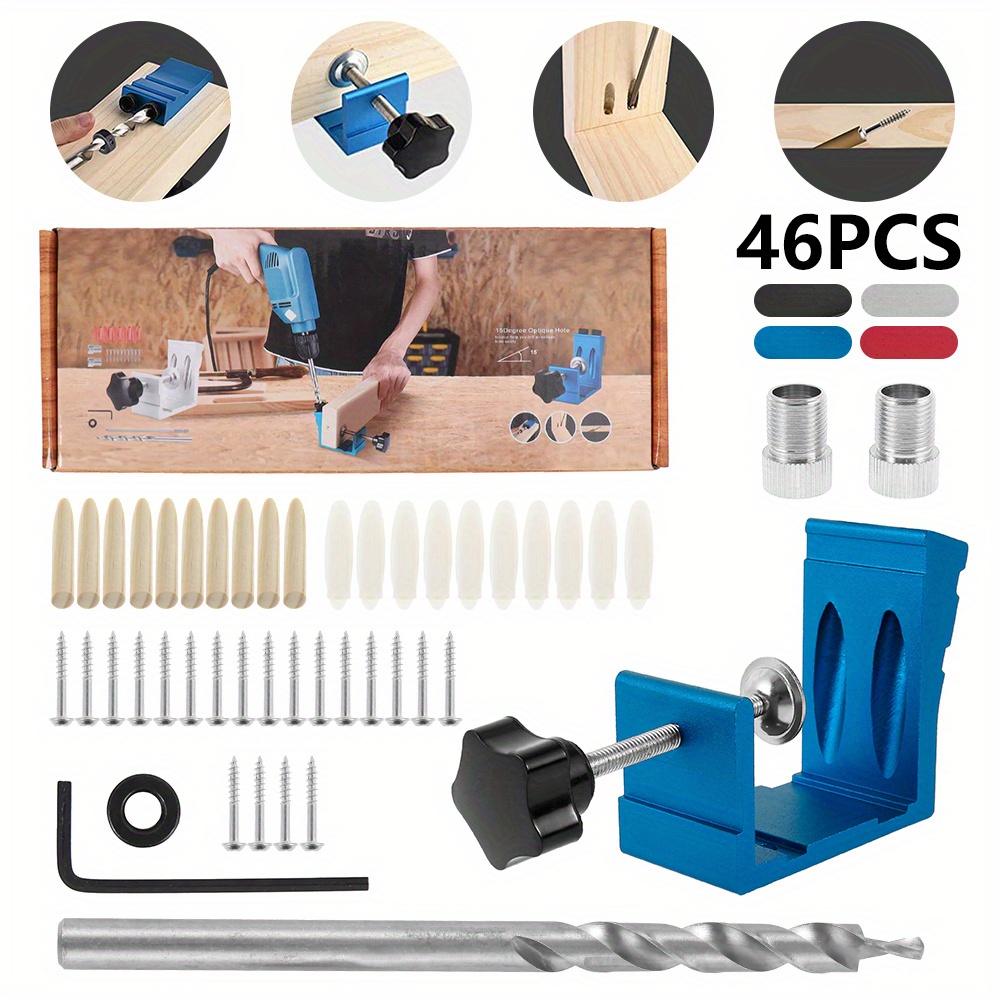 105402 Katsu Pocket Hole Drilling Jig Kit With Step Bit Woodworking Joinery  Tool 